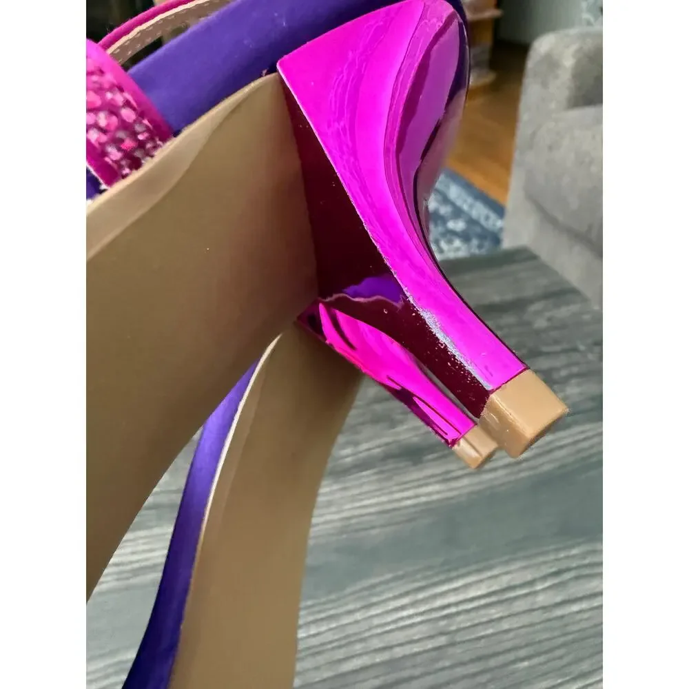 Betsey Johnson Bonney Dark Purple Rhinestone Cheetah Pumps Sz. 8.5 - Picture 4 of 10